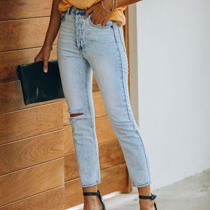 Lennon Distressed High Waisted Denim Mom Jean